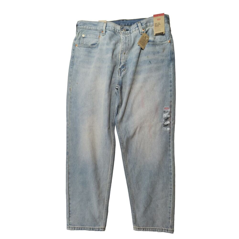 NEW Levi's Strauss 550 '92 MEN 36x30 Relaxed Taper Light Blue Paint Stained